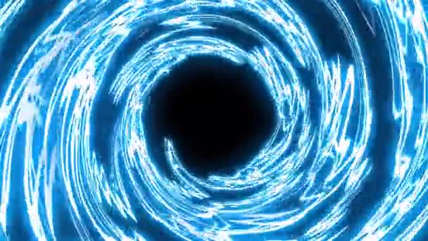 Full旋回ブルーネオンサークルと中心に穴 抽象的な未来的な動きの背景 — ストック動画