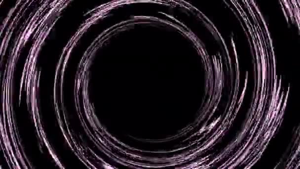 4Kフル旋回黒と白のネオンサークルと中央に穴 抽象的な未来的な動きの背景 — ストック動画