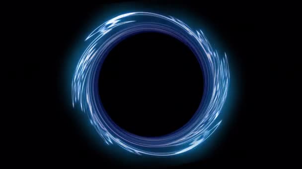 4K大規模な渦巻ブルーネオンサークル 抽象的な未来的な動きの背景 — ストック動画