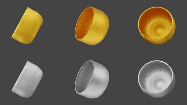 set of element of gold and silver bowl thai culture from image traced 3d. songkran festival thailand travel.