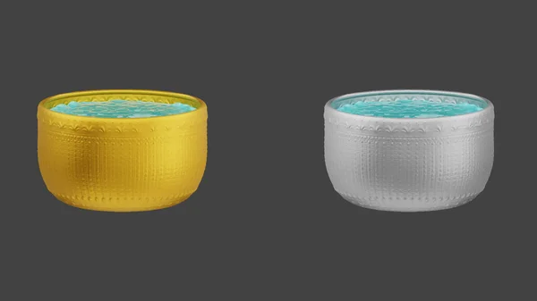 element of gold and silver bowl with water thai culture from image traced 3d. songkran festival thailand travel.