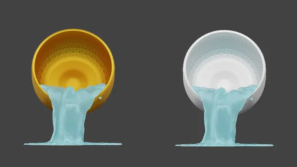 element of gold and silver bowl with water thai culture from image traced 3d. songkran festival thailand travel.