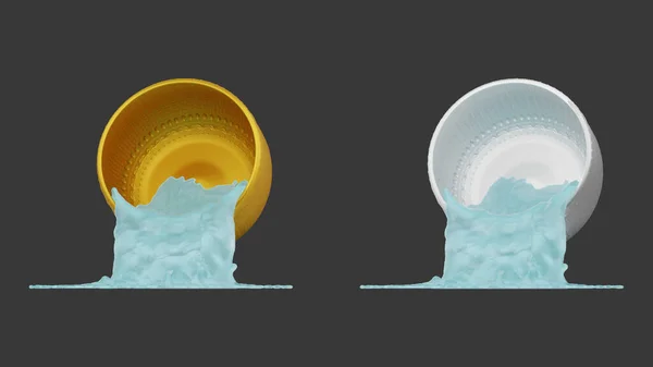 element of gold and silver bowl with water thai culture from image traced 3d. songkran festival thailand travel.