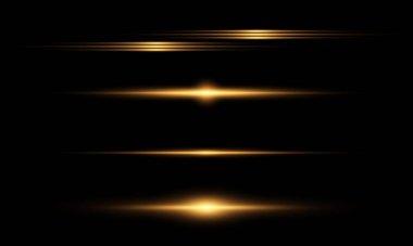 Siyah arkaplan üzerinde parlayan ışık efektleri kümesi.