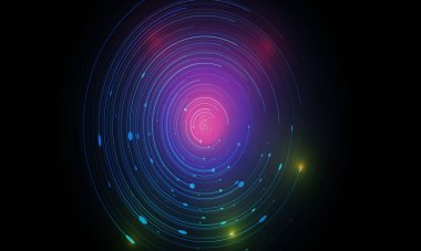  Soyutlamayı çember içine al. Güzel neon ışığı.