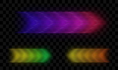 Güneş ışığı, hız ve ışık efektlerinin çok renkli bir temsili. Işık çizgileri. Tasarım ögesi.