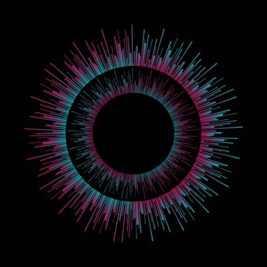 Equalizer music sound wave circle vector symbol icon design. Beautiful illustration on a black background