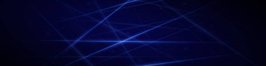Abstract background concept linear and polygonal pattern shapes on dark blue background. Digital technology vector design illustration.