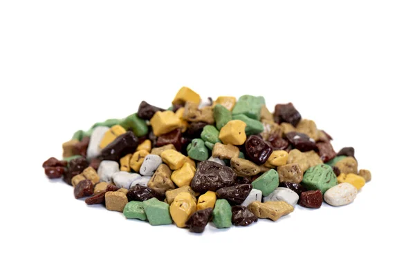 Pebble Chocolate Stenen Melkchocolade Geïsoleerd Witte Achtergrond Close — Stockfoto