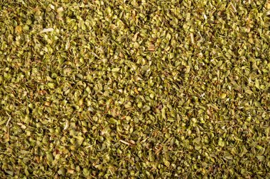 Yemek geçmişi için kuru kekik baharatı. Kuru baharat konsepti. Üst görünüm