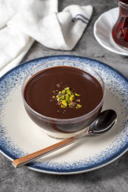 Chocolate pudding. Supangle or chocolate pudding prepared with sugar, starch, milk, butter and cocoa