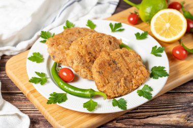 Fried meatballs. Ottoman cuisine delicacies. Meatballs made with ground beef, onion, rice, egg, oil, black pepper and salt. Local name kadinbudu kofte