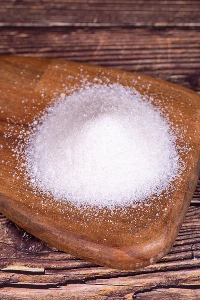Azúcar Granulado Azúcar Blanco Refinado Sobre Fondo Madera —  Fotos de Stock