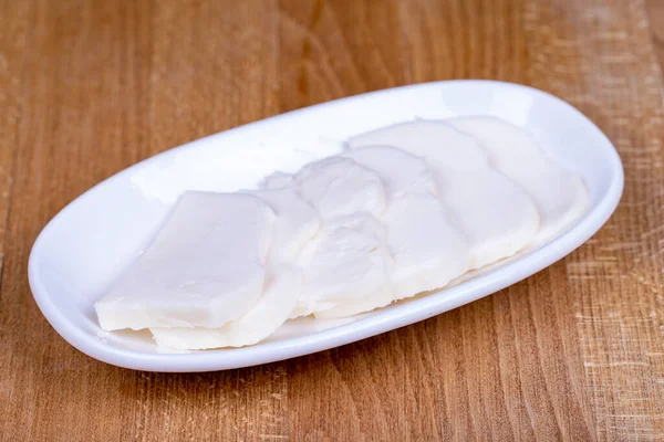 Ser Feta Ser Feta Produkowany Naturalnie Mleka Krowiego Ceramicznej Misce — Zdjęcie stockowe