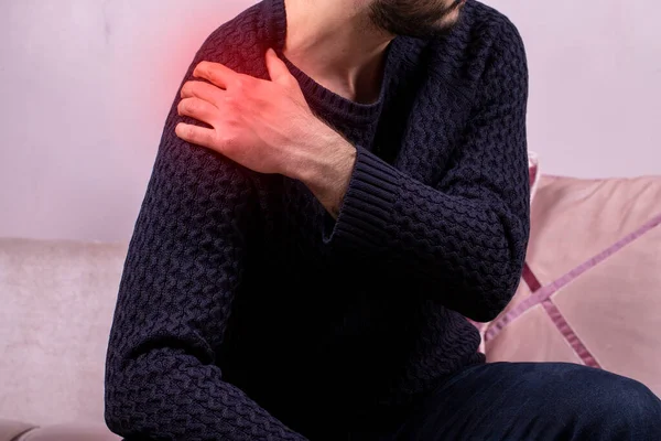 Dor Ombro Masculina Pessoas Cuidados Saúde Conceito Problema Close Homem — Fotografia de Stock