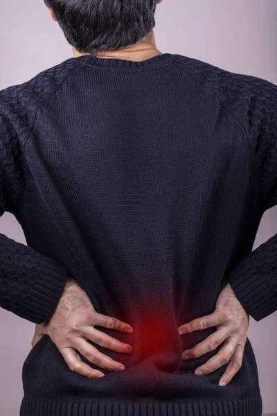 Backache Man Intervertebral Hernia Lumbar Pain Kidney Inflammation Man Suffering — Stock Photo, Image