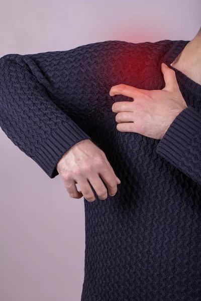 Dor Ombro Masculina Pessoas Cuidados Saúde Conceito Problema Close Homem — Fotografia de Stock