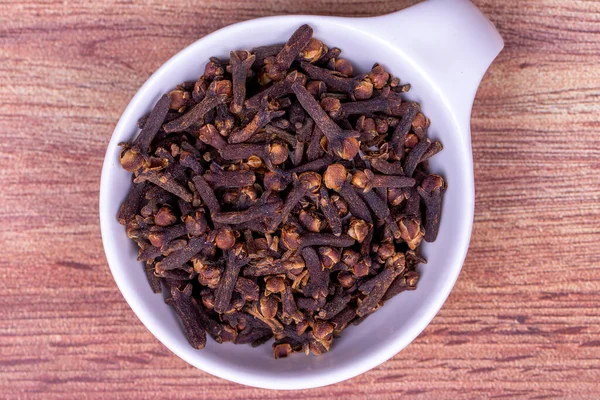 Clove Dried Clove Wooden Background Spice Concept Top View — Stock Photo, Image