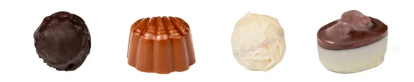 Trufa Variedades Chocolate Conjunto Sortimento Chocolate Isolado Fundo Branco — Fotografia de Stock