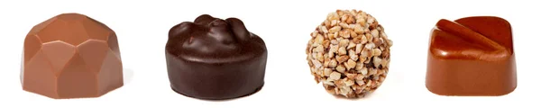 Трюфельные Шоколадные Сорта Набор Шоколада Изолирован Белом Фоне — стоковое фото