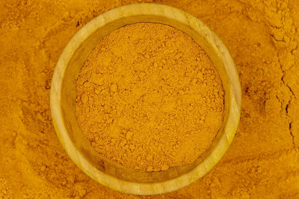 Pile Turmeric Powder Background Spice Seasoning Background Ground Sifted Turmeric — Stock Photo, Image