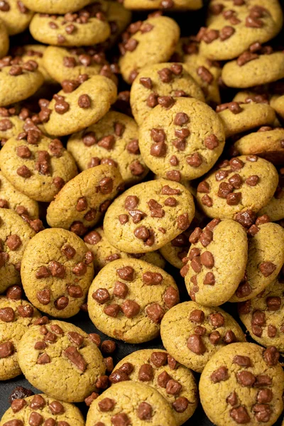 Шоколадне Печиво Домашнє Шоколадне Печиво Темному Тлі Нагромадження Фону Печива — стокове фото