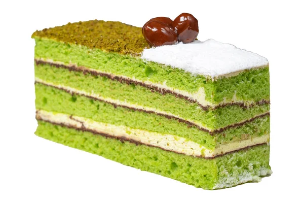 Μίνι Φέτα Πολύχρωμο Πράσινο Κέικ Φιστίκι Νόστιμο Κέικ Κρέμα Απομονώνονται — Φωτογραφία Αρχείου