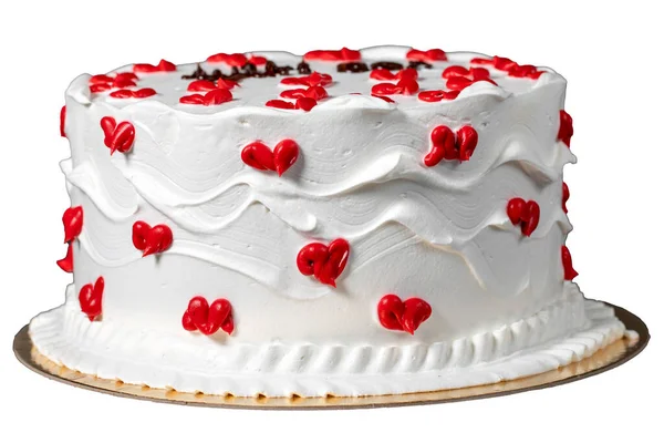 Crèmecake Zelfgemaakte Fruit Room Cake Geïsoleerd Witte Achtergrond Sluiten — Stockfoto