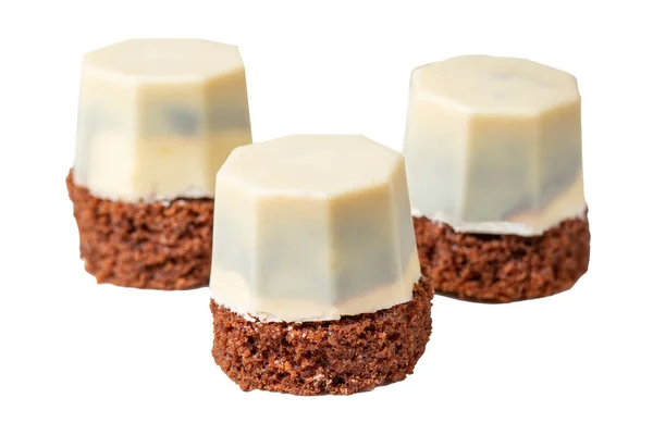 Sušenky Pokryté Bílou Čokoládou Tekuté Čokoládové Sušenky Izolované Bílém Pozadí — Stock fotografie