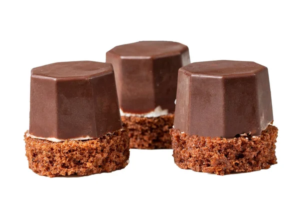 Biscotti Ricoperti Cioccolato Latte Biscotti Cioccolato Liquido Isolati Sfondo Bianco — Foto Stock