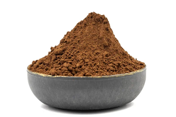 Cacao Polvere Isolato Fondo Bianco Cacao Polvere Ciotola — Foto Stock