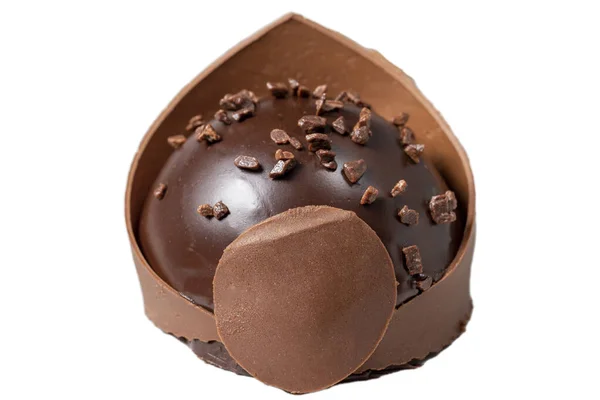 Kue Coklat Kecil Diisolasi Dengan Latar Belakang Putih Makanan Penutup — Stok Foto