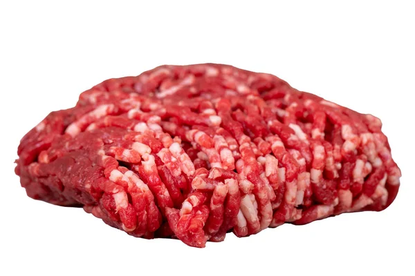 Gehakt Vlees Geïsoleerd Witte Achtergrond Rauw Gehakt Gemalen Vlees Sluiten — Stockfoto