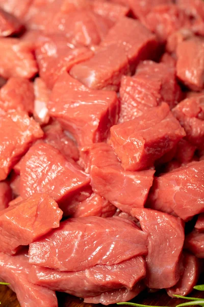 Rauw Rundvlees Blokjes Gehakt Ingeperst Rundvlees Lamsvlees — Stockfoto