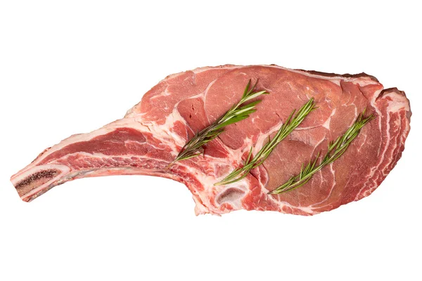 Rauwe Kalfsvlees Geïsoleerd Witte Achtergrond Rauwe Karbonade Zonder Been — Stockfoto