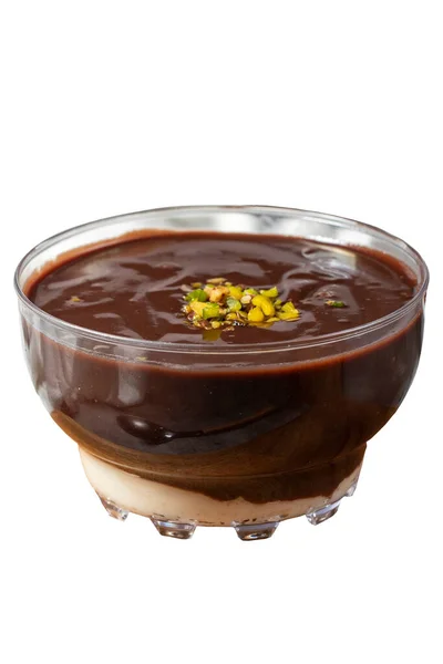 Pouding Chocolat Isolé Sur Fond Blanc Pudding Chocolat Supangle Préparé — Photo