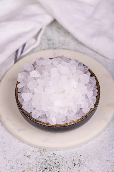Sól Cytrynowa Lub Kwas Cytrynowy Szarym Tle Kwas Cytrynowy Lub — Zdjęcie stockowe