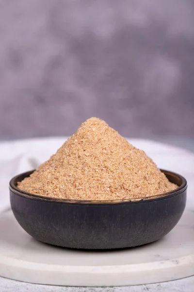 stock image Breadcrumbs on grey background. Breadcrumbs flour in bowl. Close up