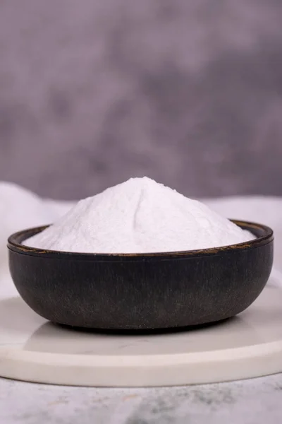 Bicarbonate Sodium Bicarbonate Soude Sur Fond Gris Bicarbonate Sodium Poudre — Photo