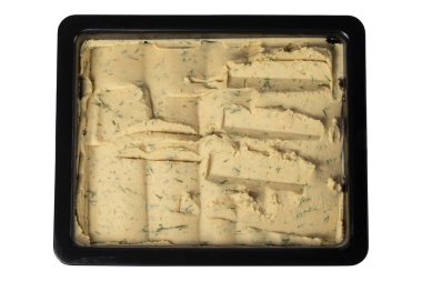 Beyaz arka planda izole edilmiş Fava aperatifleri. Geleneksel tatlar. Fasulye püresi. sağlıklı çerezler