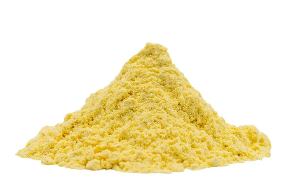 Corn Flour Isolated White Background Pile Cornmeal Close — Stock Photo, Image
