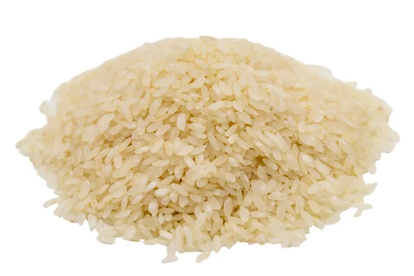 Syrová Rýže Izolovaná Bílém Pozadí Neuvařená Suchá Rýže Zavřít — Stock fotografie