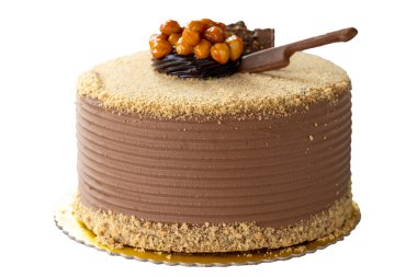 Doğum günü pastası. Beyaz arka planda izole edilmiş kutlama pastası. Kapat.