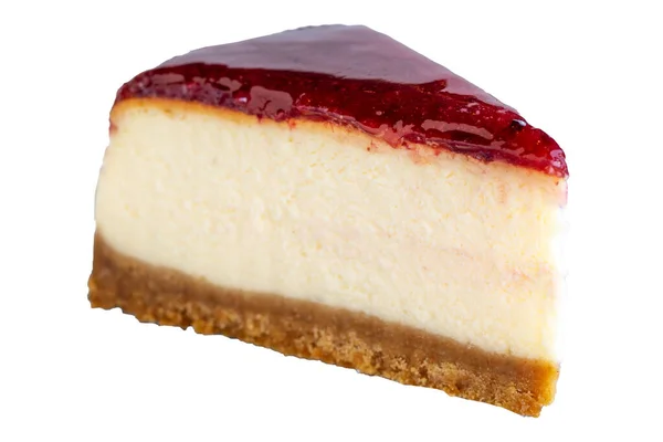 Torta Formaggio Prodotti Forno Cheesecake Con Lampone Isolato Fondo Bianco — Foto Stock