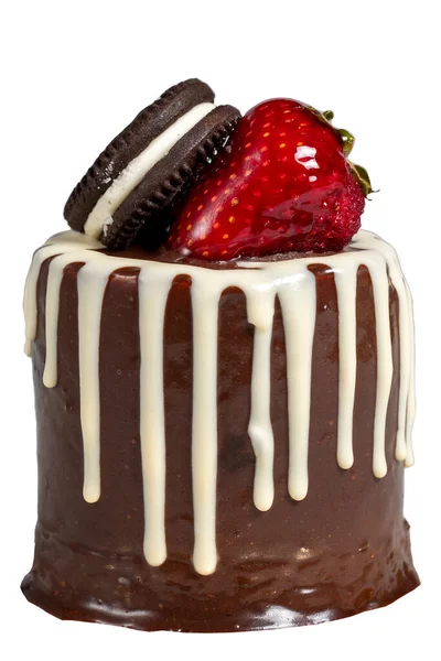 Шоколадный Торт Изолирован Белом Фоне Крем Шоколадный Торт — стоковое фото