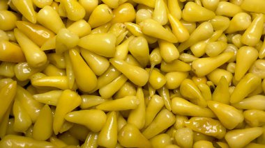 Süs biberi turşusu. Biber turşusu. Üst görünüm