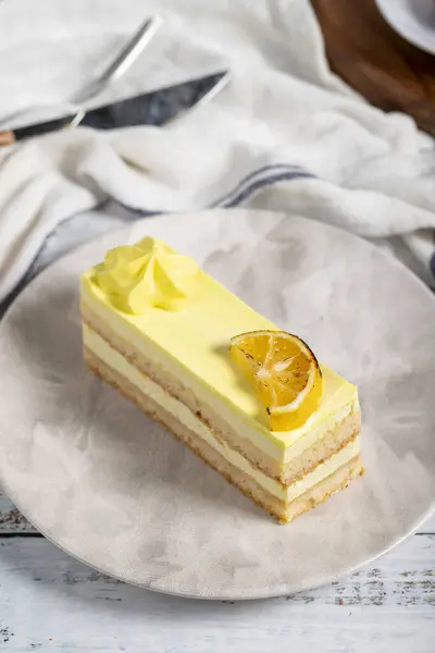 Lemon cake. Lemon slice cake on a plate