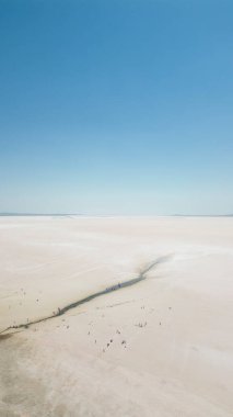 Salt Lake 'de. Kurumuş göl. Hava görüntüsü. Ankara, Türkiye 'de çekildi. yerel adı tuz golu