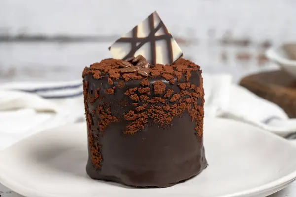 Cake. Chocolate cake on a white background. Close up