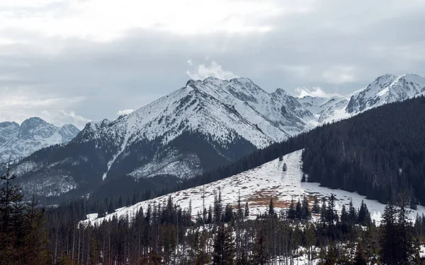 Schöne Berglandschaft Vorfrühling Schneebedeckte Berggipfel Blick Richtung Rusinowa Polana Tatra — Stockfoto